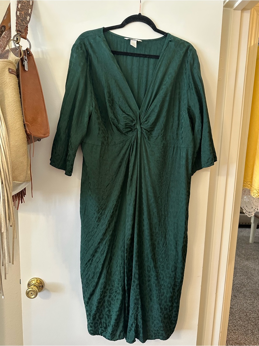 H&M Emerald Green Twist-Front Midi Dress